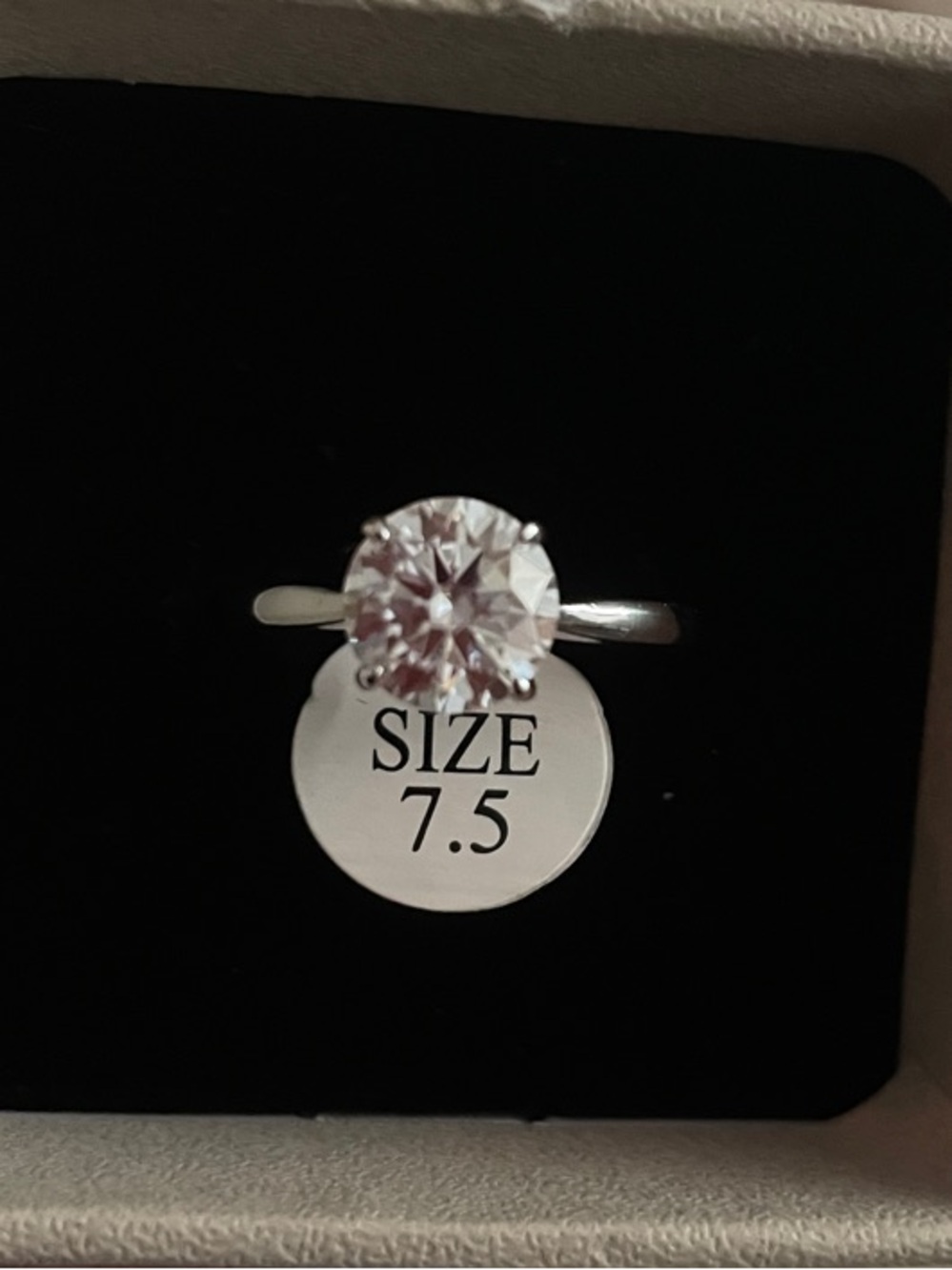 Silver Solitaire Round-Cut CZ Ring in Clear - Size 7.5